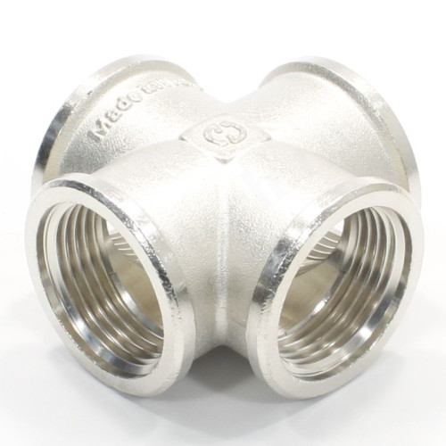 Крестовина 1"-1"-1"-1", General Fittings 2700 36, резьба-резьба, вн., латунь (никель)