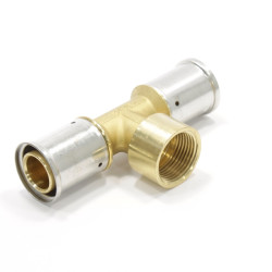 Тройник 32-1"-32, Henco P, 13, пресс-резьба, вн., латунь