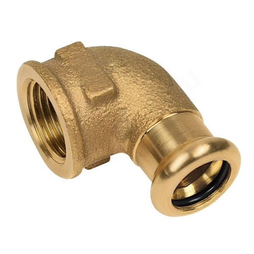 Угольник 15-1/2", Sanha PuraPress 8090G, пресс-резьба, вн., бронза