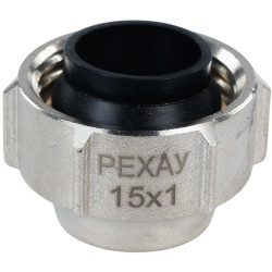 Резьбозажимное 15 x 1.0-3/4", Рехау, обжим-резьба, вн., латунь (никель) евроконус