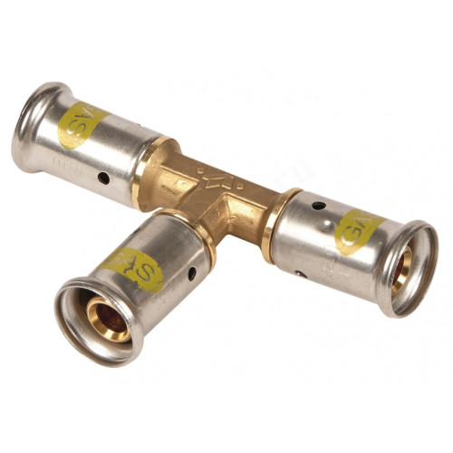 Тройник 16-16-16, Henco PG, 9, пресс-пресс, латунь, газ