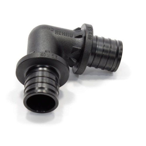 Угольник 90° 40-40, Rehau RAUTITAN, PX, надв.гильза-надв.гильза, полифениленсульфон