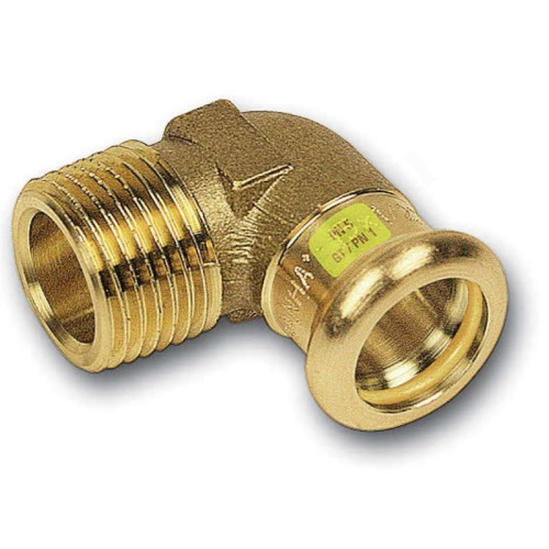 Угольник 90° 22-3/4", Sanha Press Gas 11092G, пресс-резьба, нар., бронза