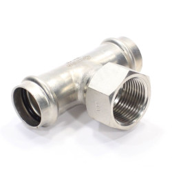 Тройник 28-1"-28, WAAG Heavy Inox, пресс-резьба, вн., сталь нержавеющая