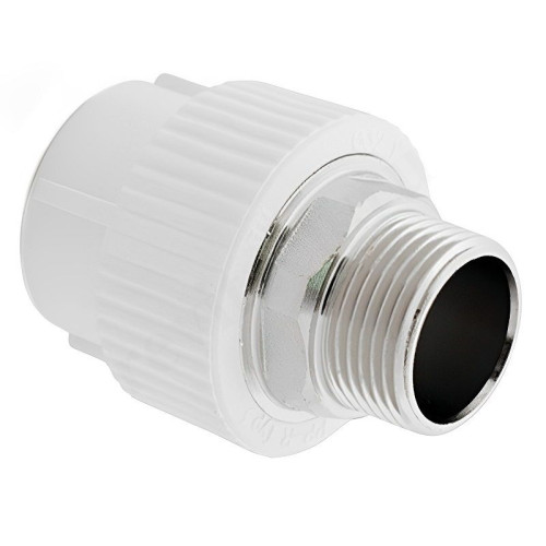 Переходник 50-1 1/2", RTP, пайка-резьба, нар., полипропилен, белый, под ключ