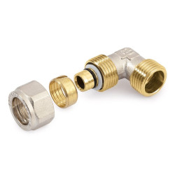 Угольник 90° 16-3/4", General Fittings 5300 21, обжим-резьба, нар., латунь (никель)