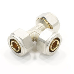 Тройник 20-20-20, General Fittings 5300 10, обжим-обжим, латунь (никель)