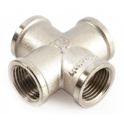 Крестовина 1 1/4"-1 1/4"-1 1/4"-1 1/4", General Fittings 2700 36, резьба-резьба, вн., латунь (никель