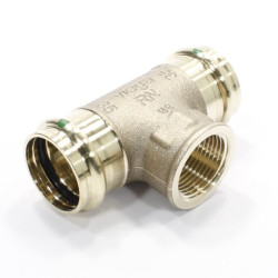 Тройник 35-1"-35, Viega Sanpress, 2217.2, пресс-резьба, вн., бронза