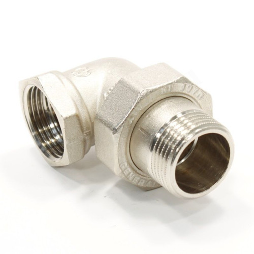 Американка угловая 90° 1"-1", General Fittings 2700 I4, резьба-резьба, вн.- нар., латунь (никель)