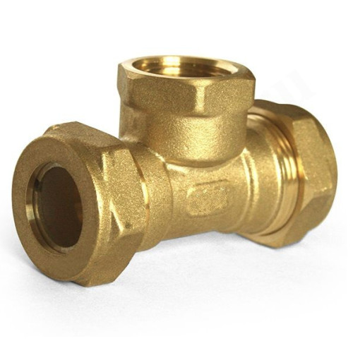 Тройник 32-1 1/4"-32, Stahlmann EF, обжим-резьба, вн., латунь