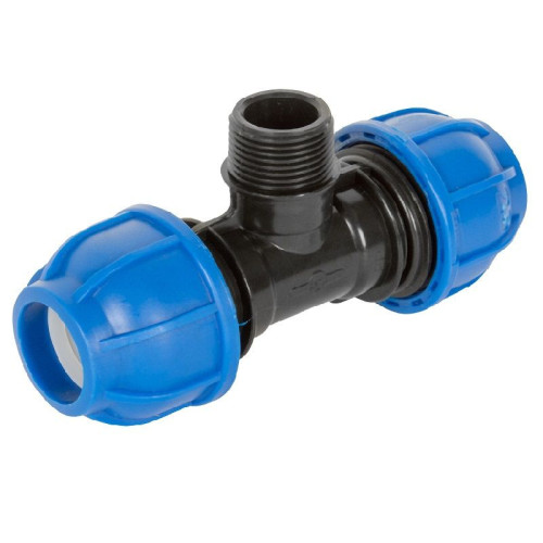 Тройник 32-1/2"-32, RTP, обжим-резьба, нар., полипропилен