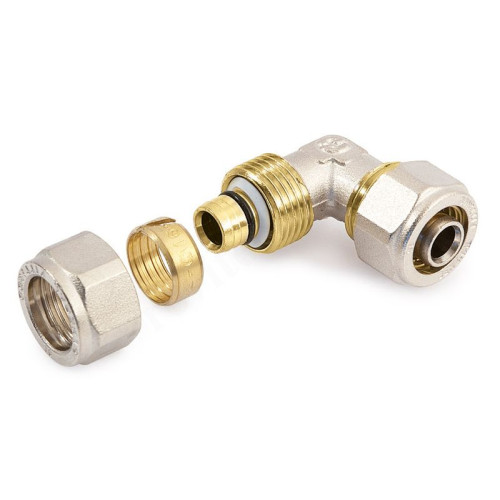 Угольник 90° 16-16, General Fittings 5300 20, обжим-обжим, латунь (никель)