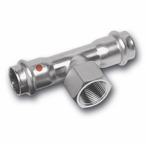 Тройник 18-3/4"-18, Sanha NiroTherm, 91130G, пресс-резьба, вн., сталь нержавеющая