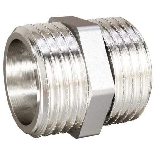 Ниппель 3/4"-3/4", LD Pride, резьба-резьба, нар., латунь (никель)