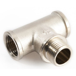 Тройник 1/2"-1/2"-1/2", General Fittings 2700 15, резьба-резьба, вн.- нар.- вн., латунь (никель)