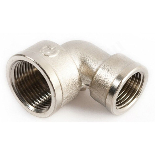 Угольник 90° 1"-3/4", General Fittings 2700 29, резьба-резьба, вн., латунь (никель), с ограничителем