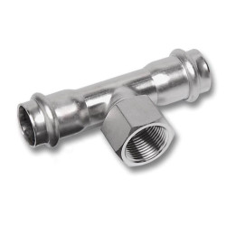 Тройник 35-3/4"-35, Sanha NiroSan, 9130G, пресс-резьба, вн., сталь нержавеющая