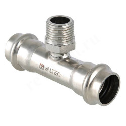 Тройник 28-1"-28, Valtec VT.INOX-PRESS, пресс-резьба, нар., сталь нержавеющая
