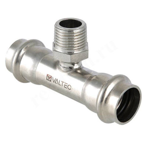 Тройник 28-1"-28, Valtec VT.INOX-PRESS, пресс-резьба, нар., сталь нержавеющая