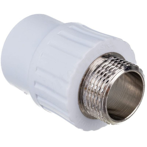 Переходник 20-1/2", RTP, пайка-резьба, нар., полипропилен, белый