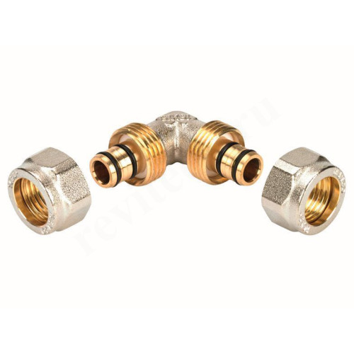 Угольник 90° 26-26, Henco A, 4, обжим-обжим, латунь