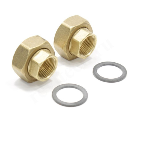 Соединение с накидной гайкой 1 1/4"-3/4", Wilo, резьба-резьба, вн., латунь, золотой плоская прокладк