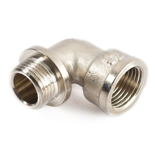 Угольник 90° 1/2"-1/2", General Fittings 2700 24, резьба-резьба, вн.- нар., латунь (никель), с огран