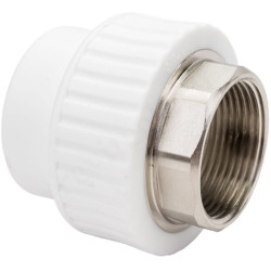 Переходник 50-1 1/2", RTP, пайка-резьба, вн., полипропилен, белый, под ключ
