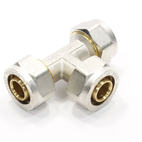 Тройник 26-26-26, General Fittings 5300, 10, обжим-обжим, латунь (никель)