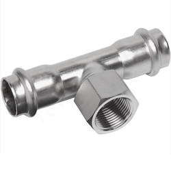 Тройник 76.1-3/4"-76.1, Sanha NiroSan, 9130G, пресс-резьба, вн., сталь нержавеющая