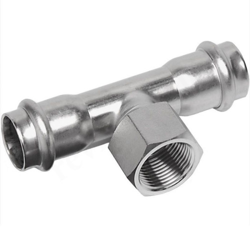 Тройник 76.1-3/4"-76.1, Sanha NiroSan, 9130G, пресс-резьба, вн., сталь нержавеющая