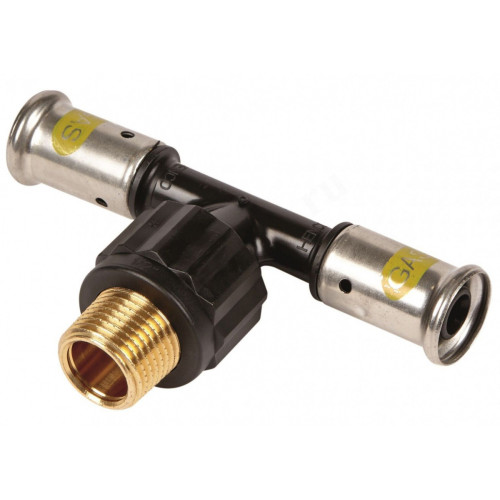 Тройник 26-1"-26, Henco PKG, 14, пресс-резьба, нар., PVDF, газ