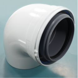 Отвод 90 110/150, De Dietrich, раструб-труба, полипропилен, (для конденс.котла)