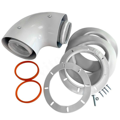 Отвод стартовый 90° 60/100, WAAG, раструб-труба, алюминий, с фланцем