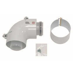 Отвод 90 60/100, Vaillant, раструб-труба, полипропилен, (для конденс.котла), с ревизионным отверстие