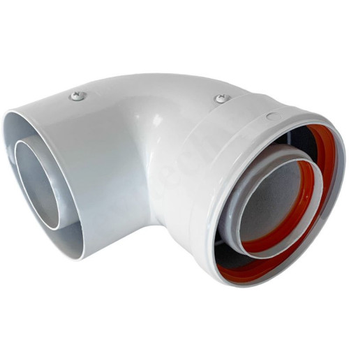 Отвод 90° 60/100, WAAG, раструб-труба, алюминий