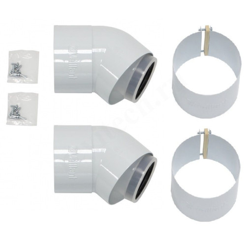 Отвод 45 80/125, Vaillant, раструб-труба, полипропилен, (для конденс.котла)