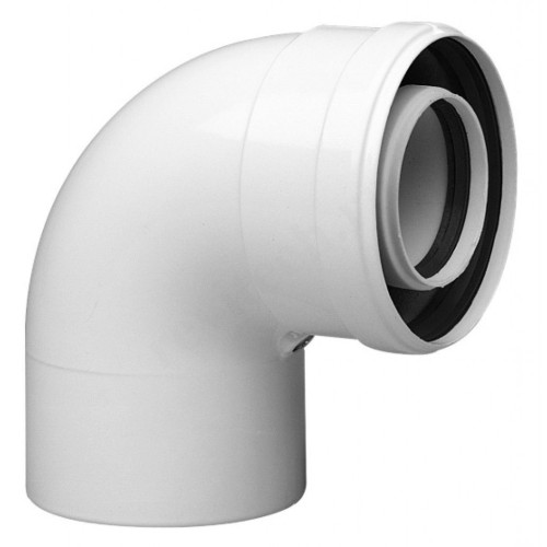 Отвод 90 60/100, De Dietrich, раструб-труба, алюминий, (для конденс.котла)