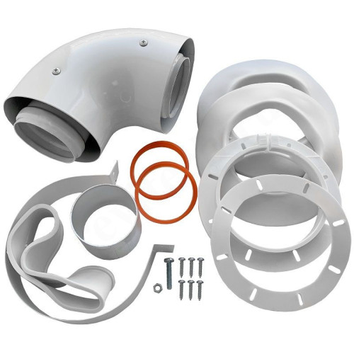 Отвод стартовый 90° 60/100, WAAG, раструб-труба, алюминий, универсальный