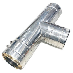 Тройник 80, Jeremias DW-AL, раструб-труба, сталь нержавеющая, (для конденс.котла)