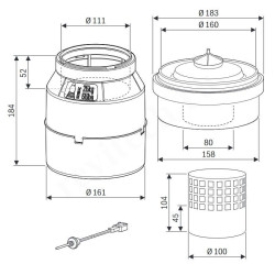 Переходник 110-160, Buderus, раструб-труба, полипропилен