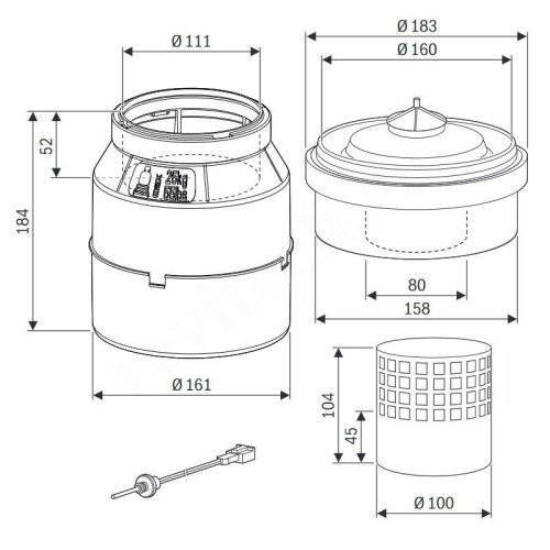 Переходник 110-160, Buderus, раструб-труба, полипропилен