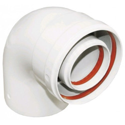 Отвод 90 60/100, Ferroli, раструб-труба, поливинилхлорид, (для конденс.котла)