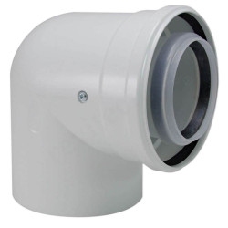 Отвод 90 80/125, Buderus, раструб-труба, полипропилен, (для конденс.котла)