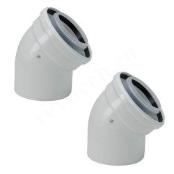 Отвод 45 80/125, Buderus, раструб-труба, полипропилен, (для конденс.котла)