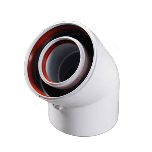 Отвод 45 80/125, Ferroli, раструб-труба, поливинилхлорид, (для конденс.котла)