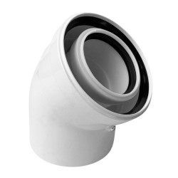 Отвод 45 80/125, WAAG, раструб-труба, алюминий/полипропилен, (для конденс.котла)