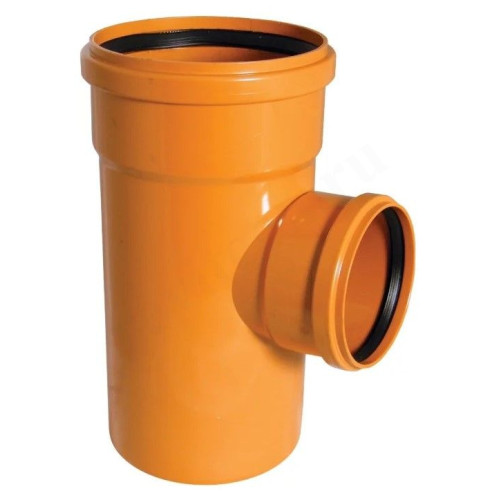 Тройник 87° 160-110-160, Sinikon НПВХ, раструб-труба, оранжевый