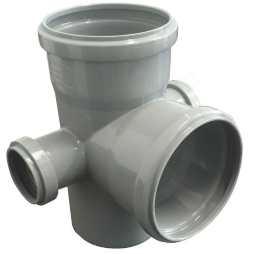 Крестовина 87° 110-110-50-50-110, RTP, раструб-труба, серый, правая/левая